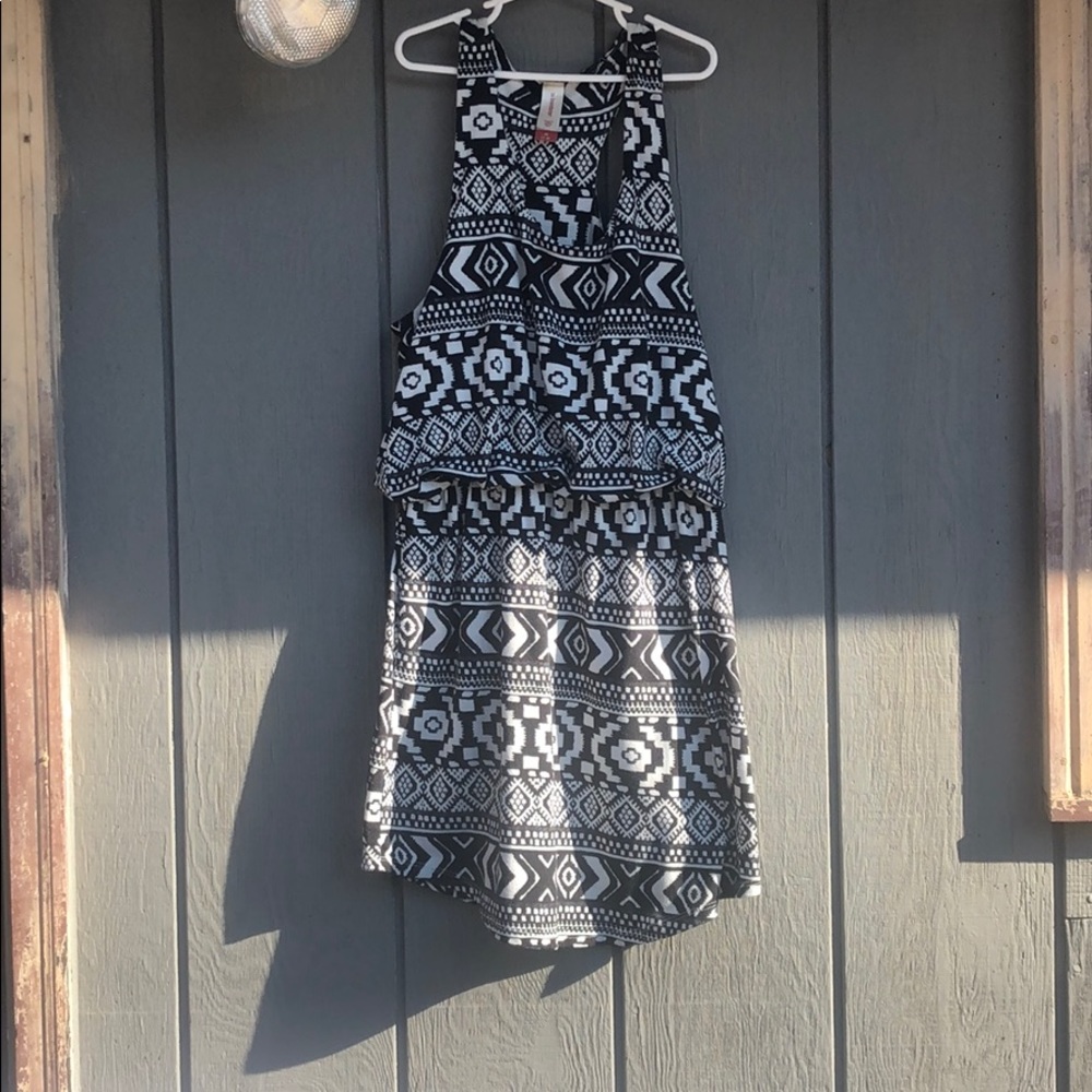 black and white aztec print mini dress